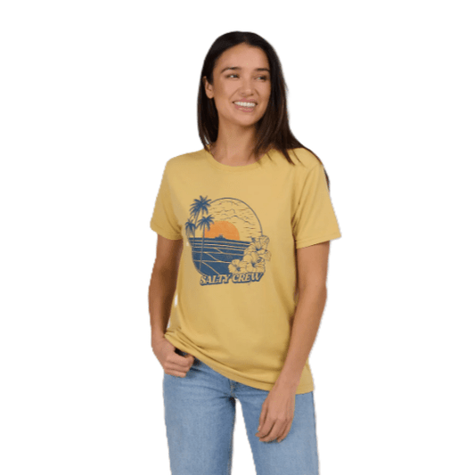 Tee-Shirt Salty Crew Beach Scene BF Dusty Gold