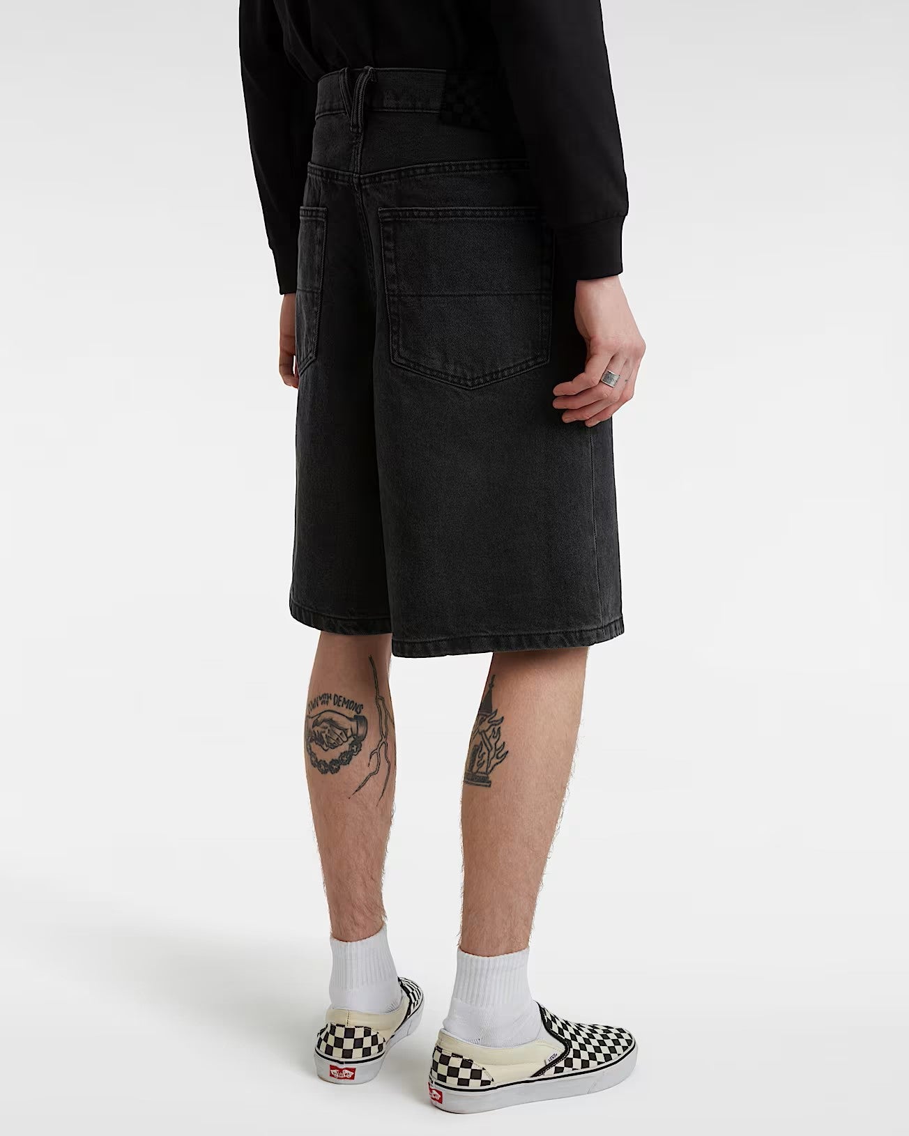 Short Vans Check 5 Baggy Denim Washed Black