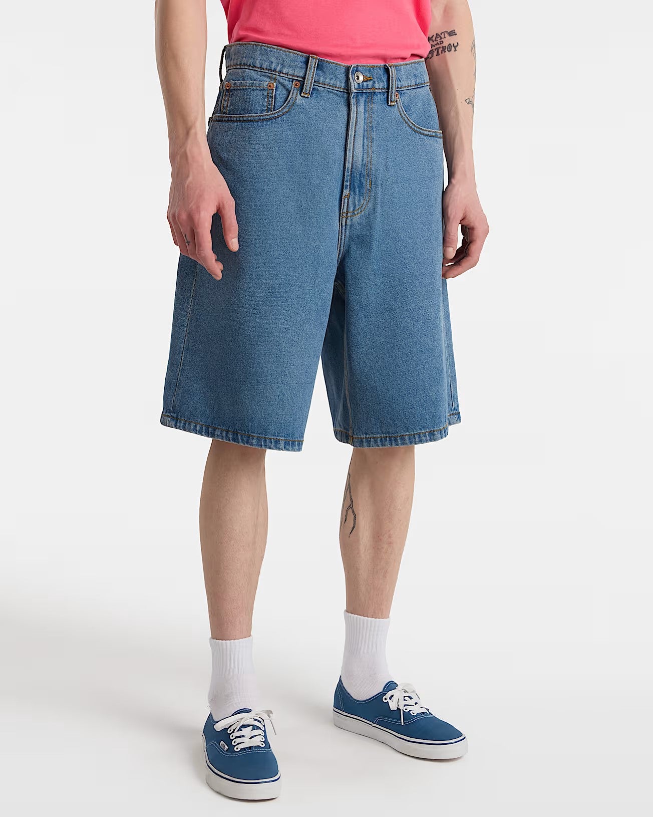Short Vans Check 5 Baggy Denim Stonewash Blue