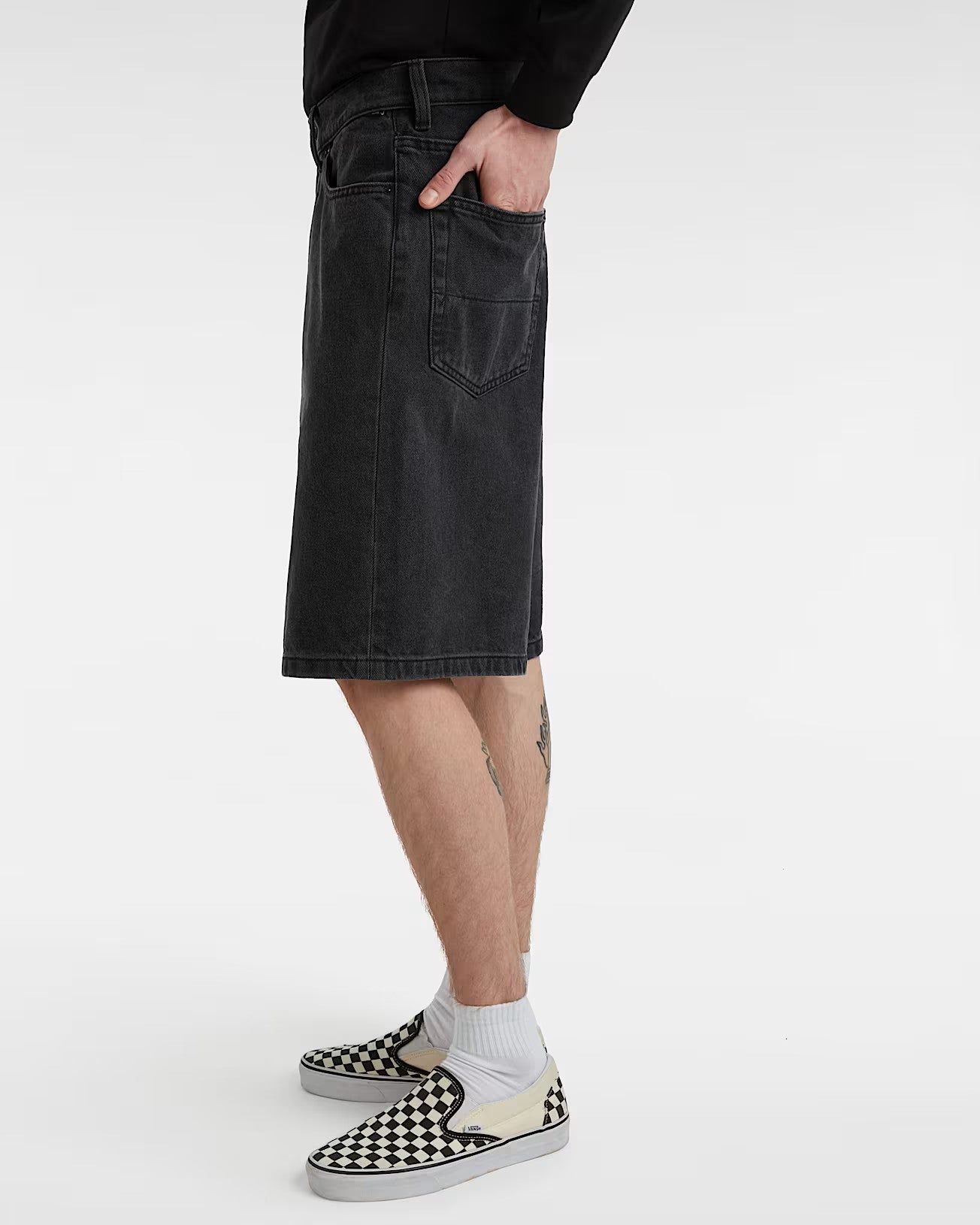 Short Vans Check 5 Baggy Denim Washed Black