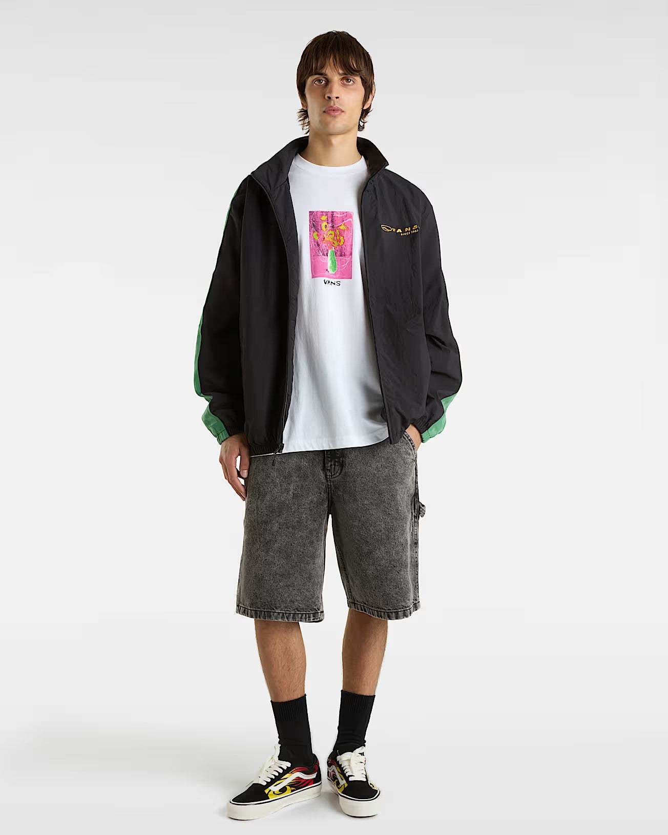 Short Vans Drill Chore Loose Stonewash Black
