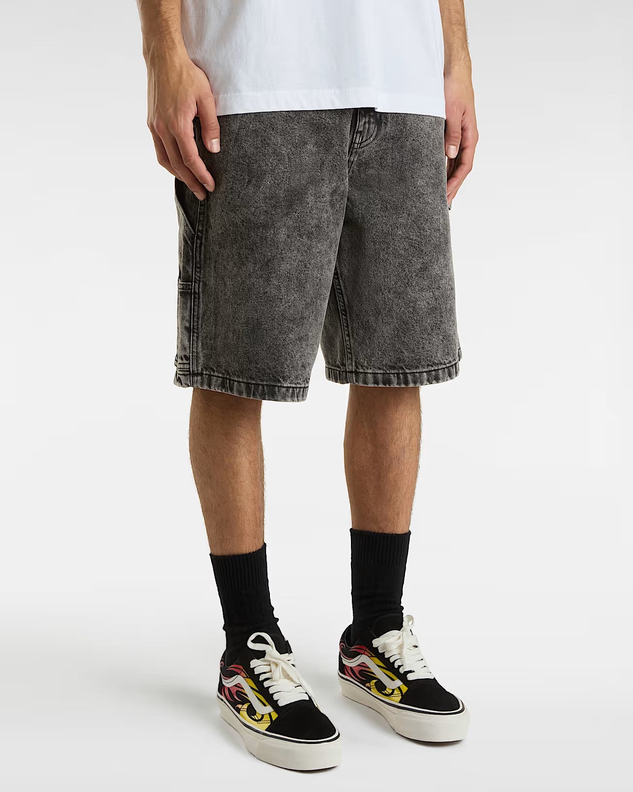 Short Vans Drill Chore Loose Stonewash Black