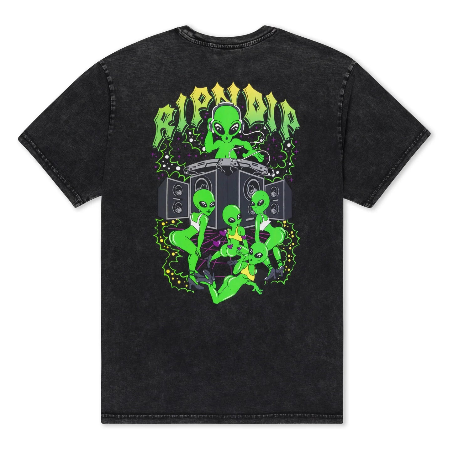 Tee-shirt RipNDip Galactic Dance Floor Black Mineral Wash