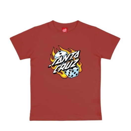 Tee-shirt Kid Santa Cruz Flaming Dice Dark Rust