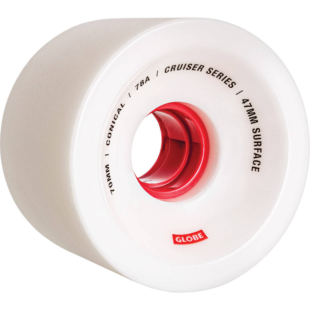 Roues Cruiser Globe Conical 70mm White Red