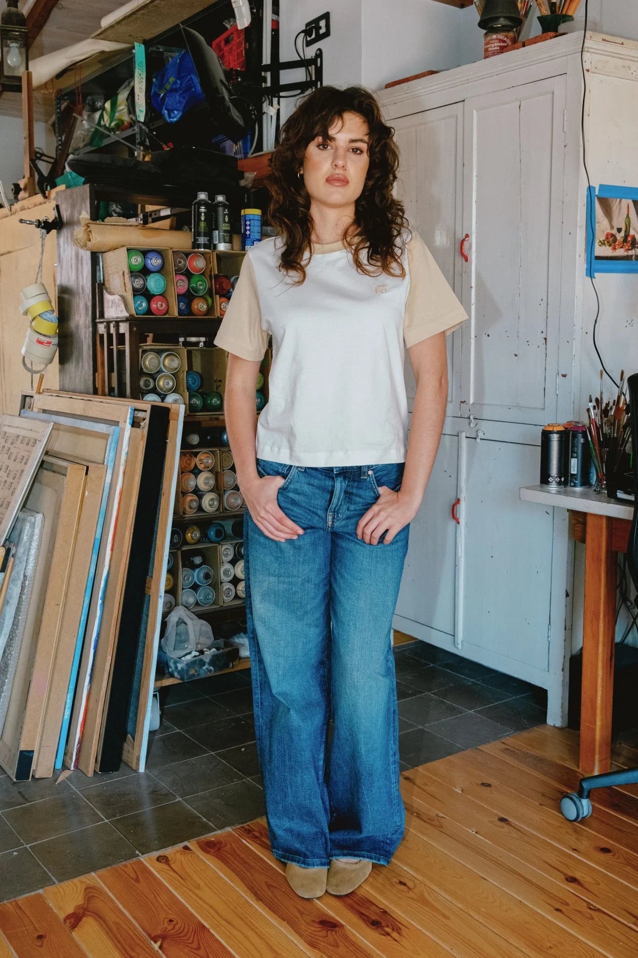 Tee Shirt Femme Trendsplant Color Block Natural