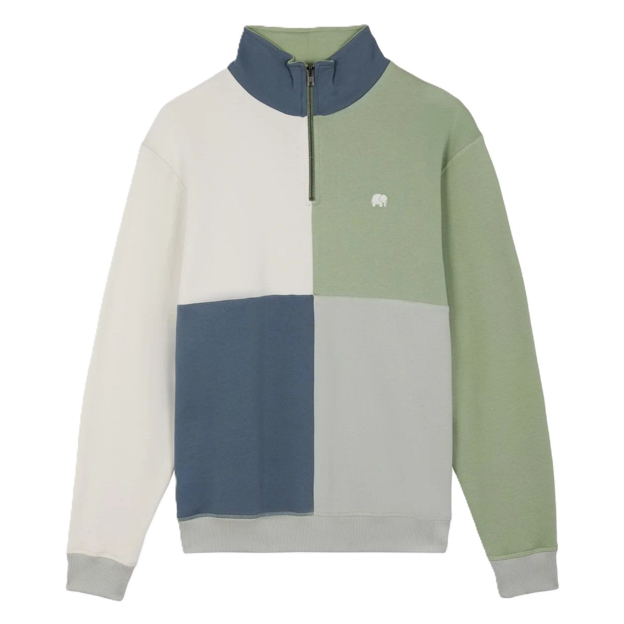 Crewneck Trendsplant Color Block Quarter Zip Salted Moss