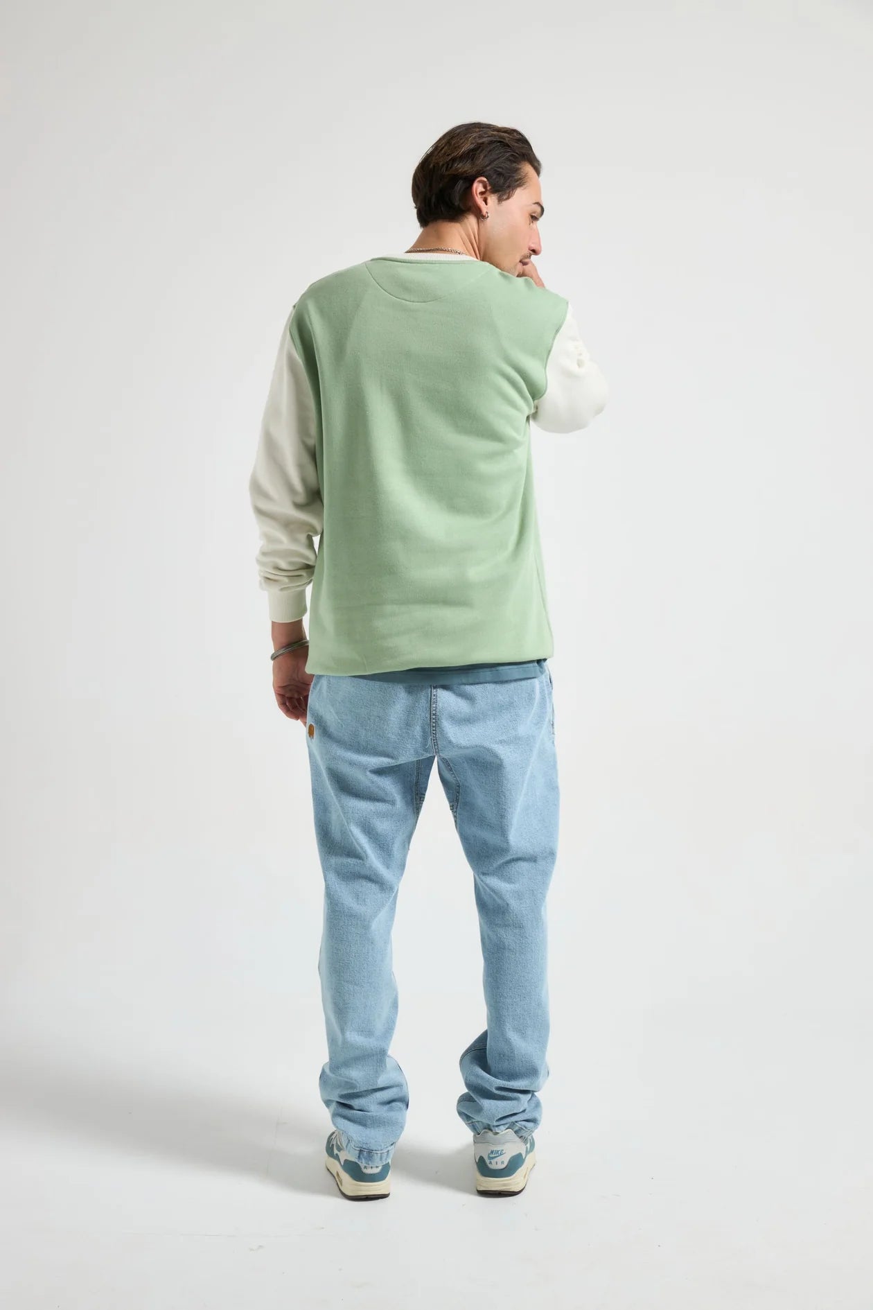 Crewneck Trendsplant Color Block Salted Moss