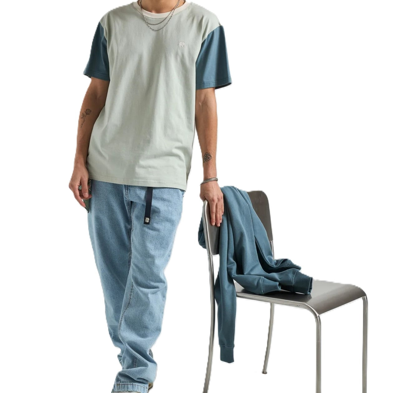 Tee Shirt Trendsplant Color Block Coastal Fog