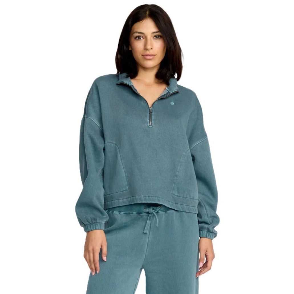 Sweat Volcom Stone Soft Quarter Zip Emerald Green
