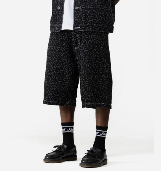 Short Jacker Oneline Baggy Denim Black
