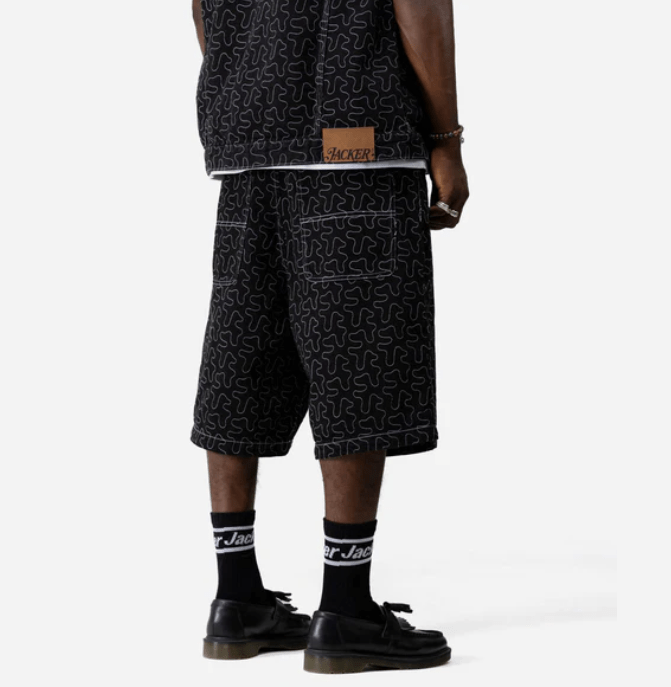 Short Jacker Oneline Baggy Denim Black