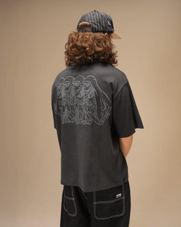 Tee-shirt Jacker Skeleton Garment Dyed Crop Black