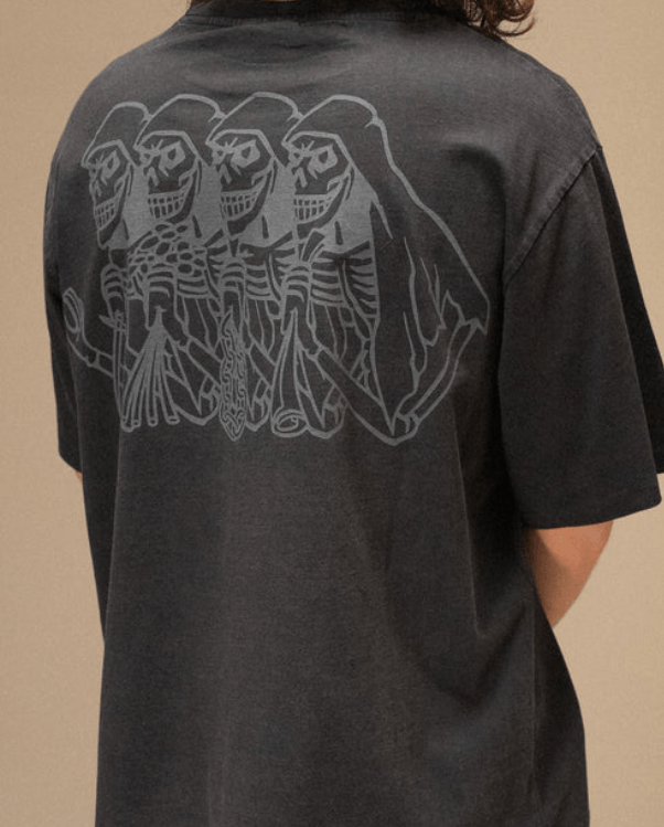 Tee-shirt Jacker Skeleton Garment Dyed Crop Black