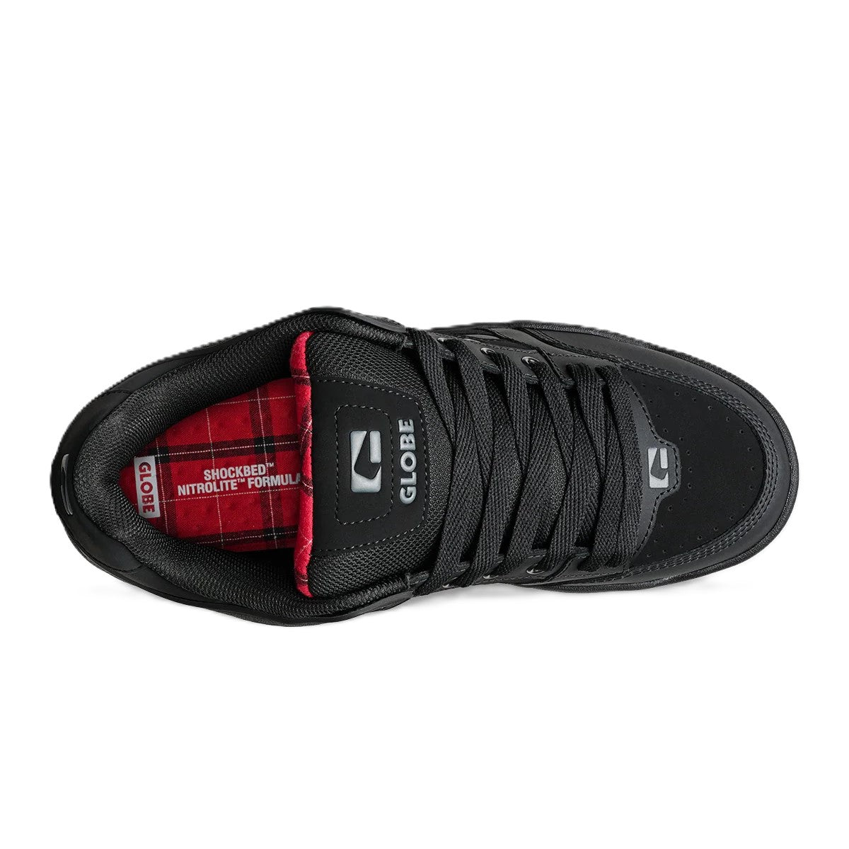 Globe Tilt Black Red Tartan