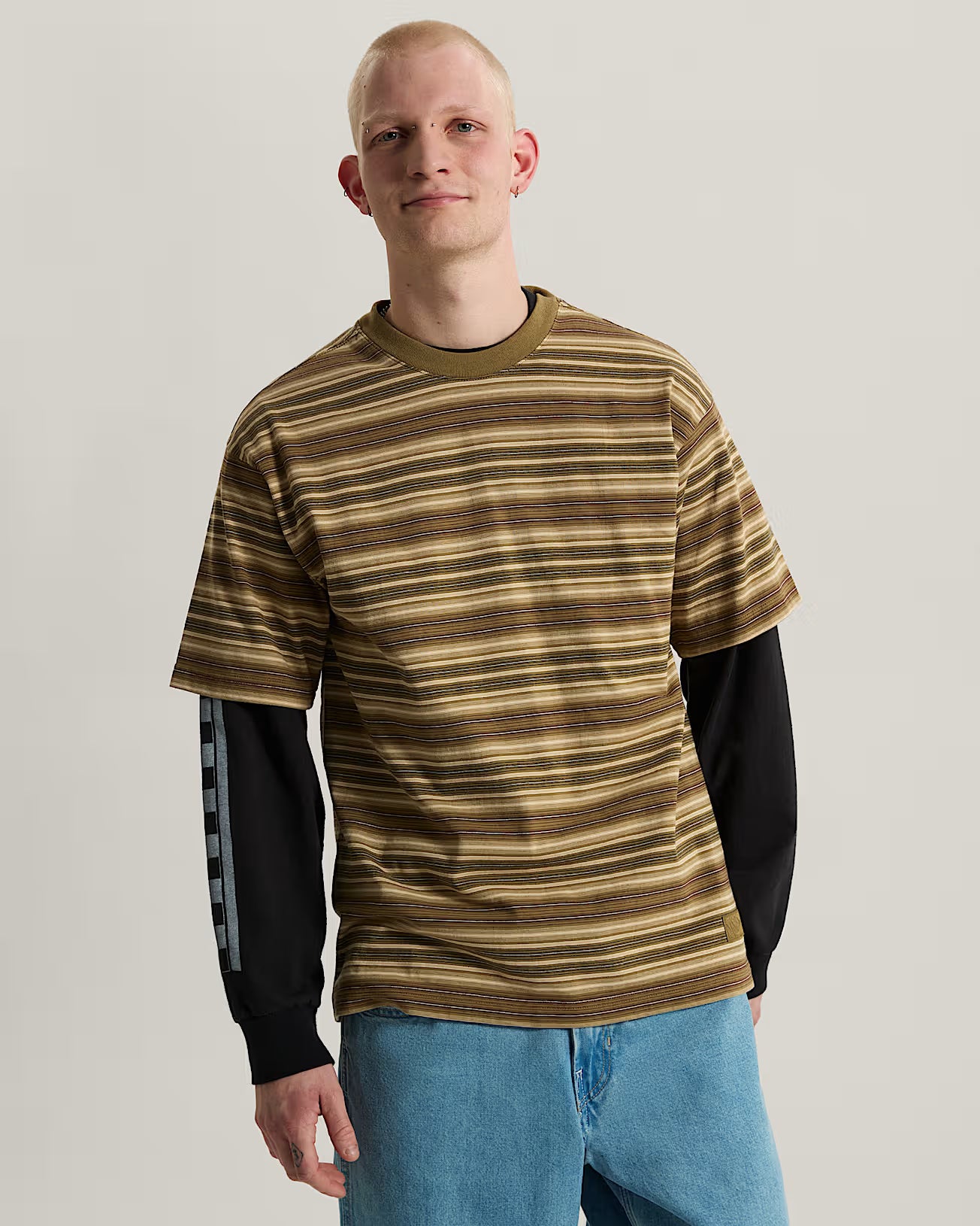 Tee-shirt Vans Stripe Ringer Loose Olive Brown