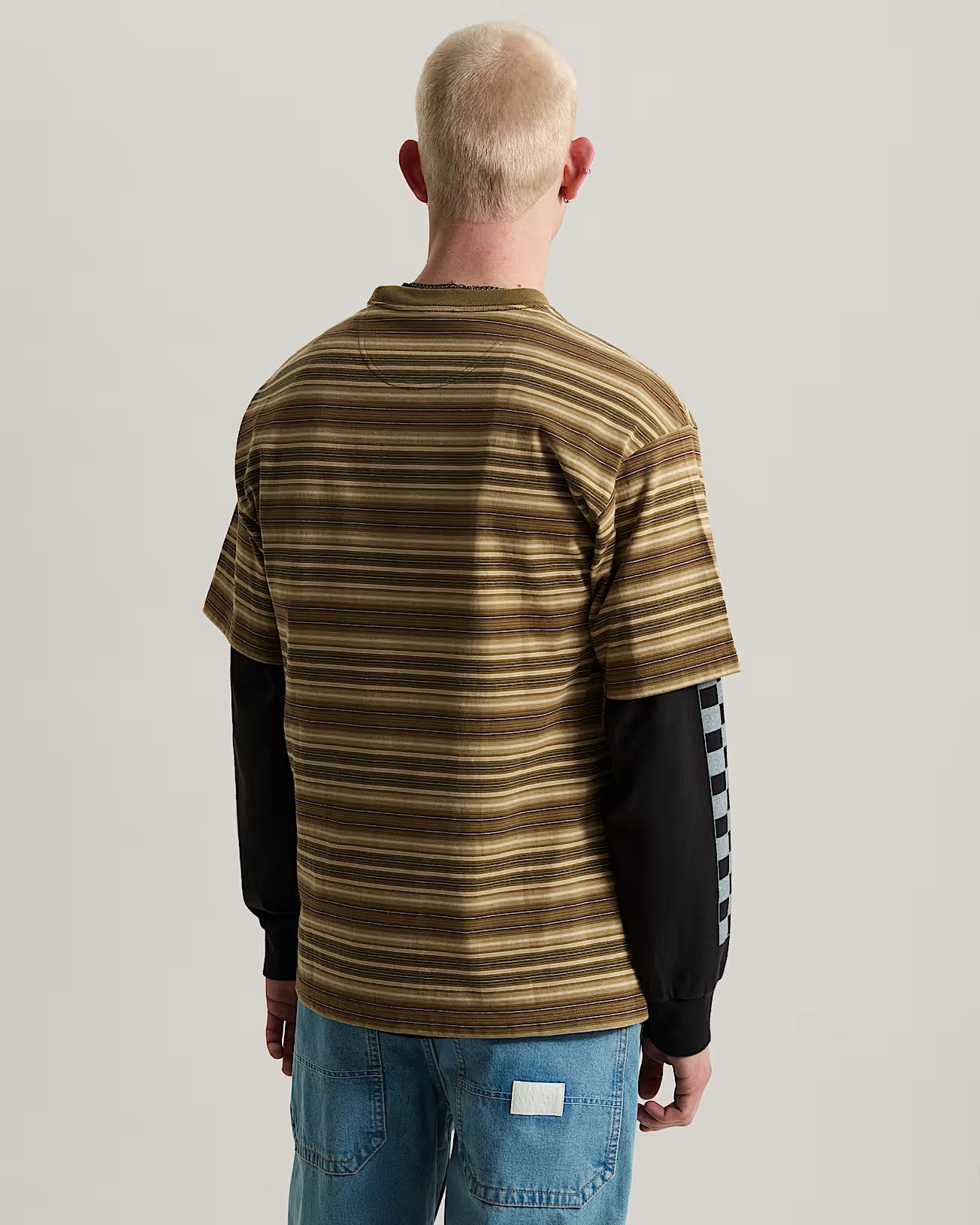 Tee-shirt Vans Stripe Ringer Loose Olive Brown