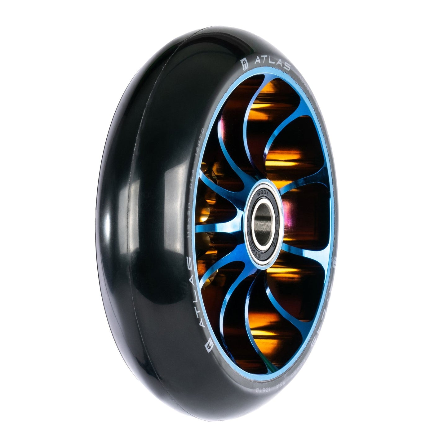 Roue de Trottinette Ethic Atlas 115mm 12std Bleu Chrome