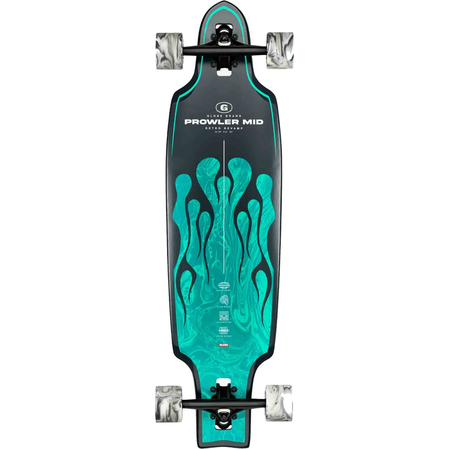 Longboard Globe Prowler Mid 34.75" Green Flames