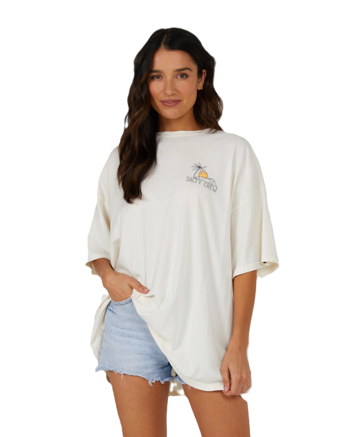 Tee-Shirt Salty Crew Joy Cover Up Off White