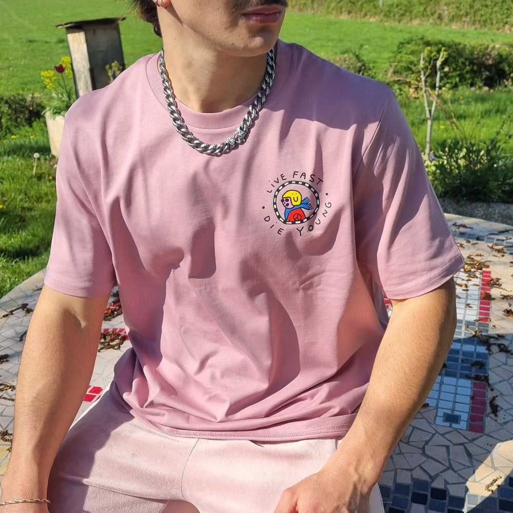 Tee-shirt Doble Hello Hello Theo Live Fast Die Young Pink